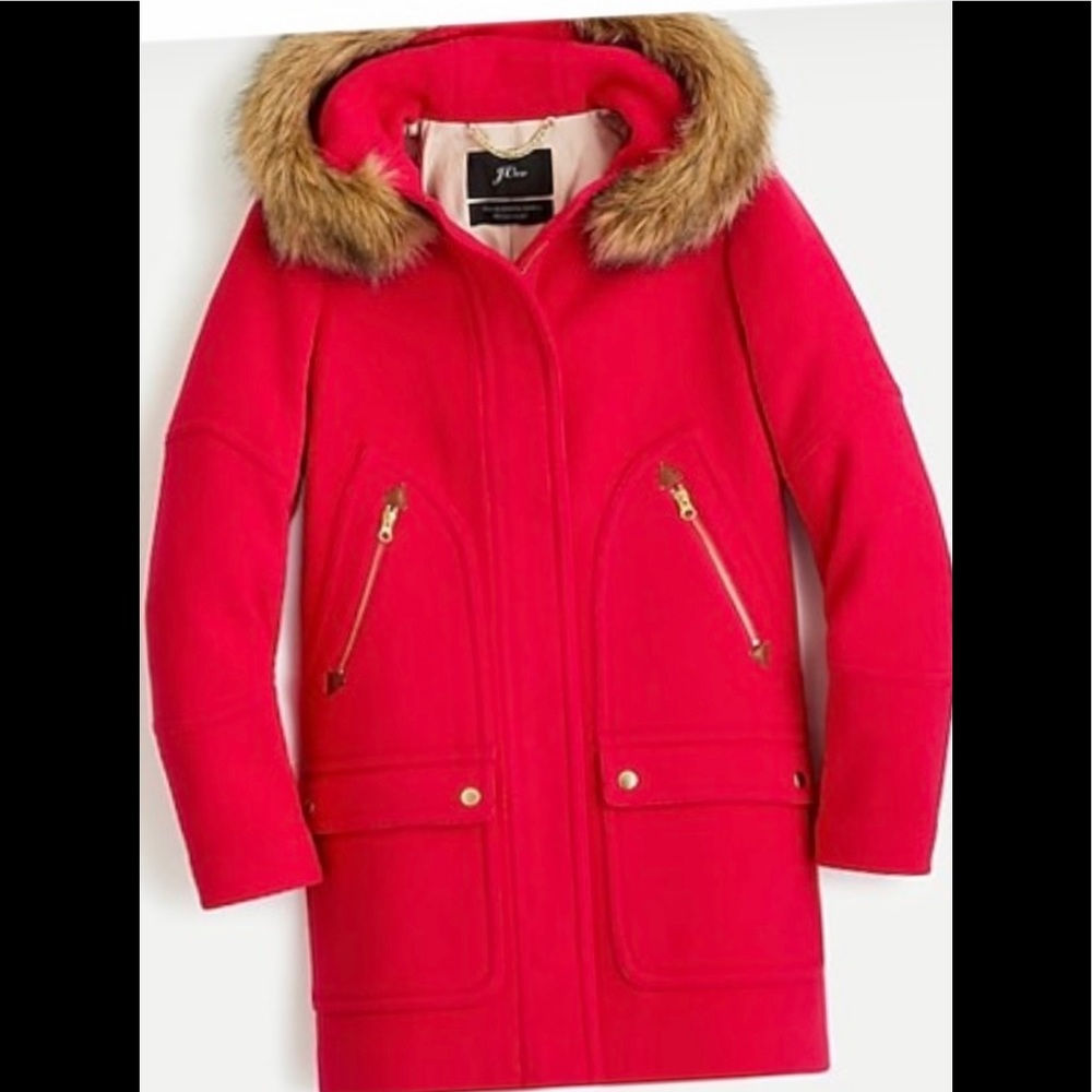 J. Crew womens 8 tall Chateu parka in magenta medium tall 8T J8374